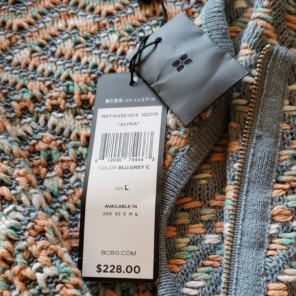 BCBGMaxAzria Alayna Unique Zip/Or Opened Textured Knit Sz. L Jacket NWT - Picture 7 of 15